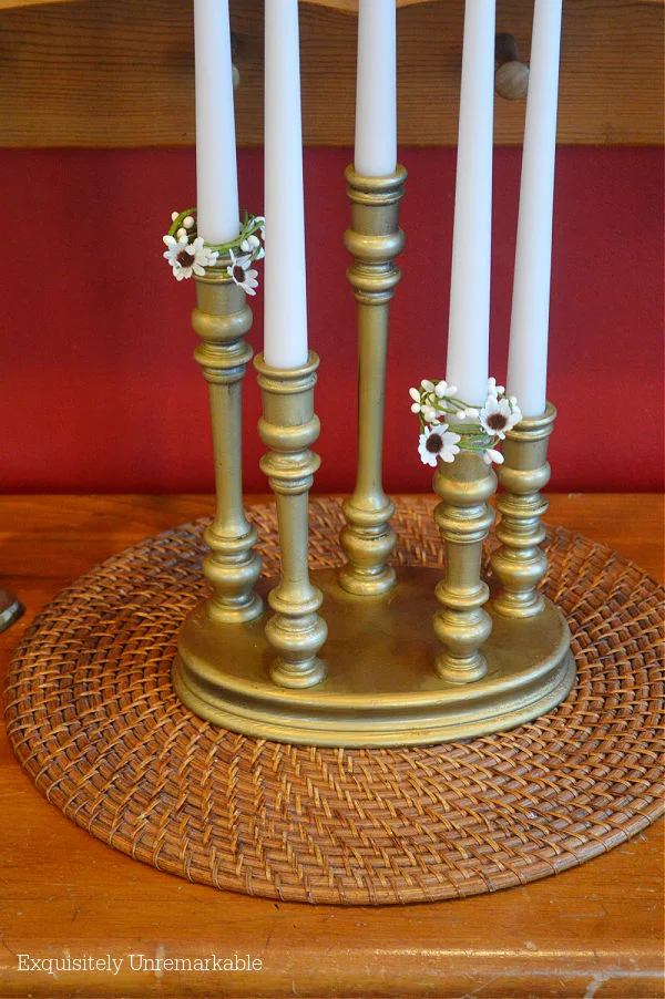 Thrift Store Wooden Multi Taper Wooden Candle Stick Holder Makeover