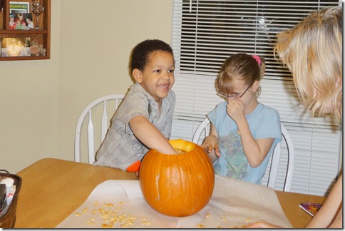 Pumpkin scooping andrew