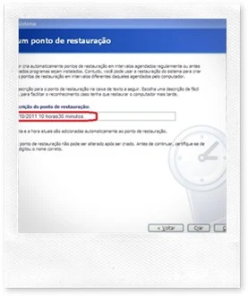 Descrição do ponto de restauração