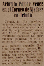 Torneo Nacional de Ajedrez Tetuán 1949, recorte de prensa