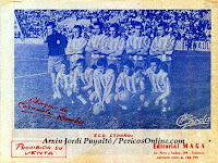 RCD ESPAÑOL DE BARCELONA - Barcelona, ​​España - Temporada 1963-64 - López, Barrera, Bartón, Muñoz, Abel y Gatell;  Tejada, Carranza, Lisboa, Idígoras y Mercadé - ELCHE CF 1 (Ramos) RCD ESPAÑOL DE BARCELONA 0 - 06/10/1963 - Liga de 1ª División, jornada 4 - Elche, Alicante, Estadio de Altabix