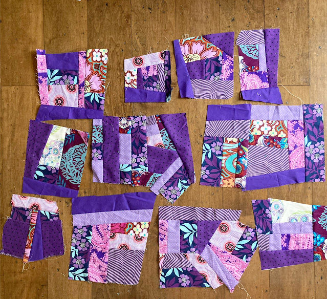 Purple scrap blocks, Sew your scraps challenge