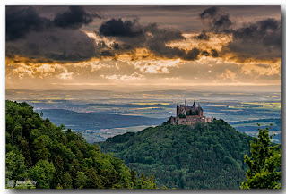 Cloudy sunset at castle Hohenzollern