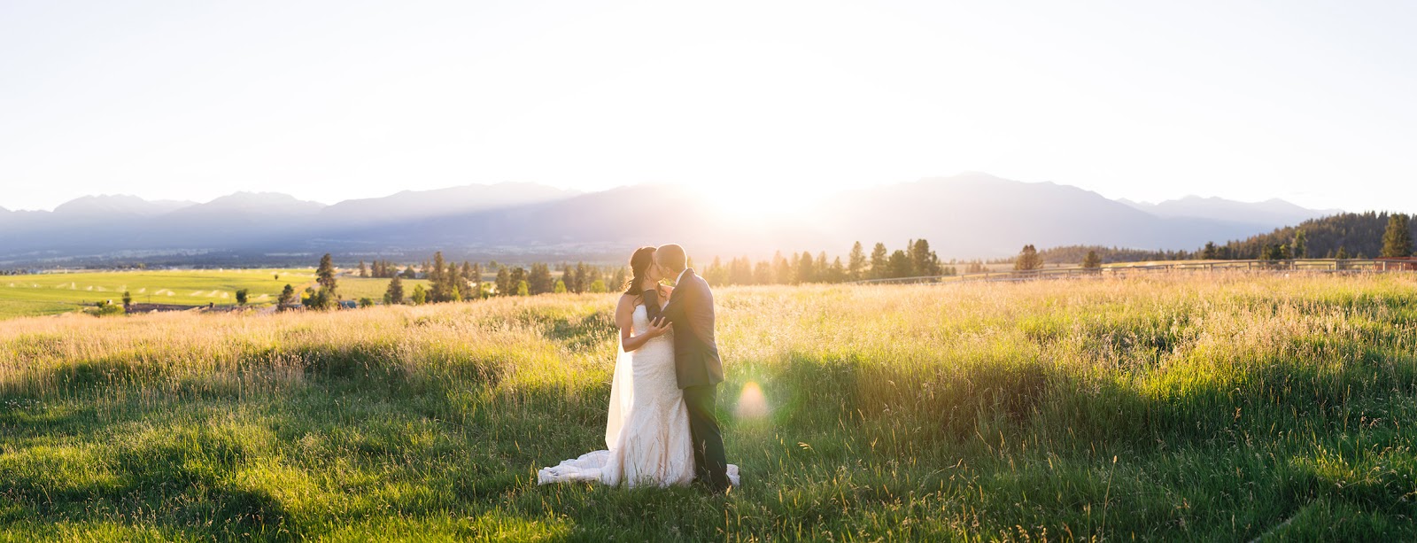 Bride, Montana, Mountains, Sunset