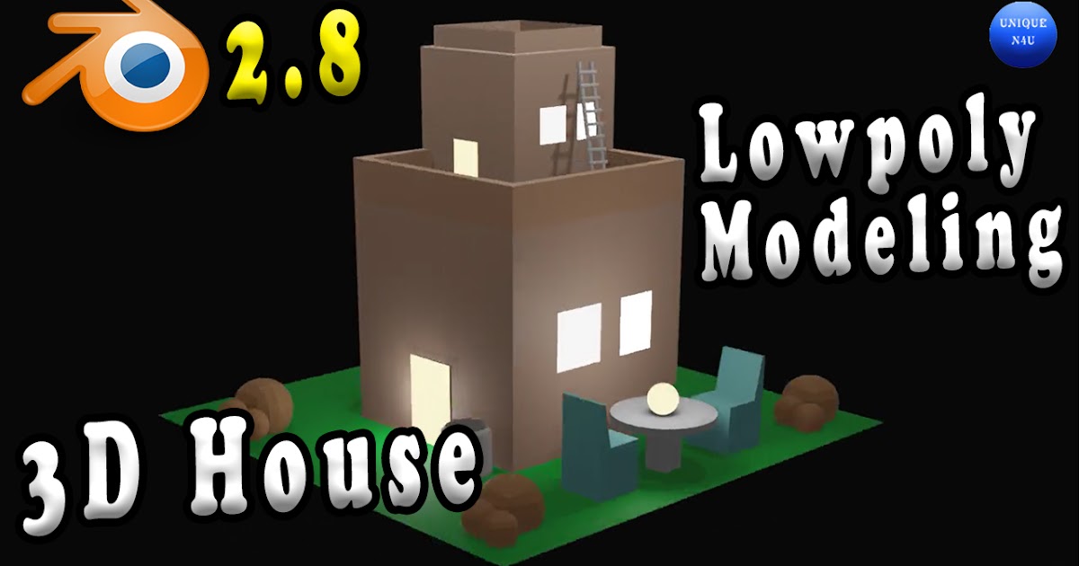  3D  low poly house Modeling  Tutorial in blender  2 8 for 