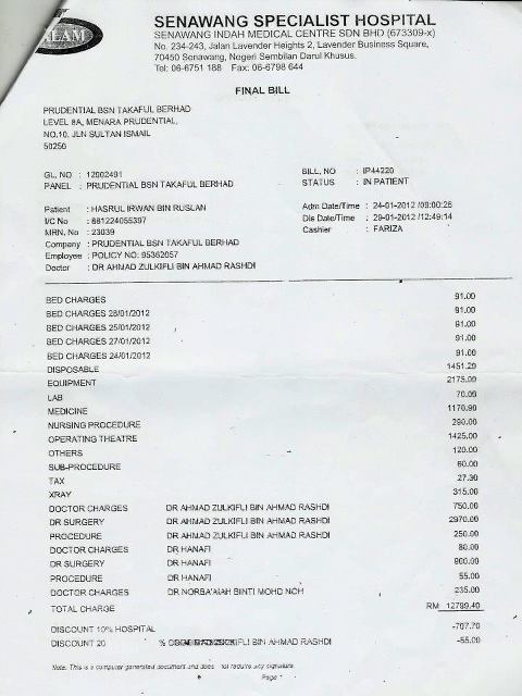 PruBSN Takaful: Elaun wad,icu dan operation??????duit 