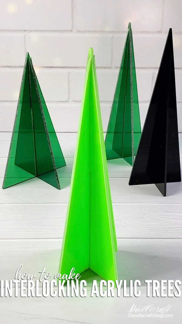 Interlocking Tree Display!  Make interlocking acrylic trees with the xTool S1 Laser Cutting Machine!   These cute trees can be cut from cardboard, basswood or acrylic.   Paint and decorate them or leave them modern and chic.   Like, Pin and Save!