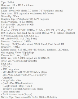Spesifikasi Tablet Samsung Galaxy Tab 3 7.0 P3200 Harga Terbaru