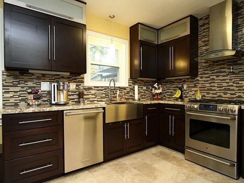 Amazing kitchen  Design  With Brown  Wood Cabinet Designs 