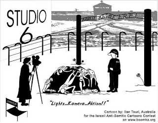 cartoon contre l'exploitation de la Shoah