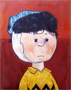 Self-Portrait with Bandaged Ear and Zigzag Shirt  