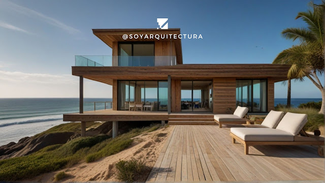 casa moderna de playa con alberca