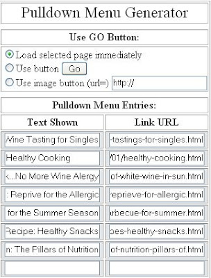 Drop-down menu generator