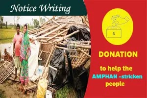 Raise funds to help the Amphan- stricken people (Notice Writing)