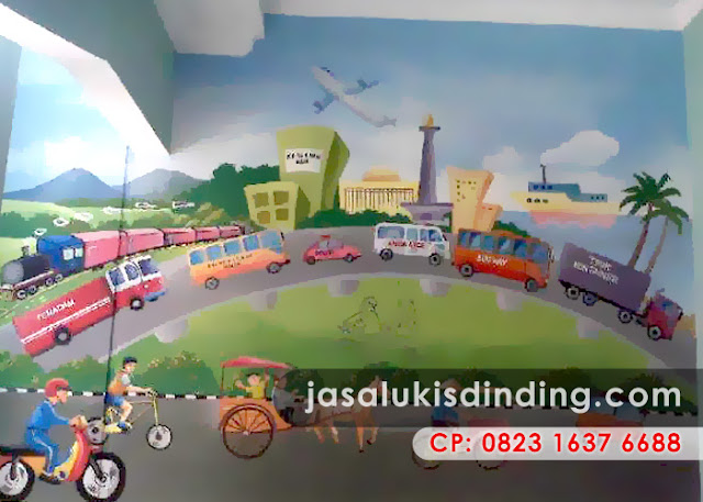  Contoh Lukisan Mural di Dinding Sekolah TK Sekolah PAUD 