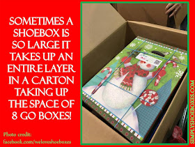 Boot boxes used for Operation Christmas Child shoeboxes