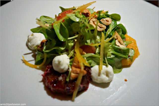 Winter Citrus Salad: Parsnip & fennel mousse, pickled zest, mâche, toasted cashews, tarragon vinaigrette