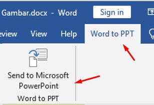 Menambahkan Menu Word to PPT di Microsoft Word