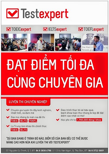 Testexpert - Trung tâm luyện thi TOEIC - IELTS - TOEFL chuyên nghiệp đã đến Việt Nam