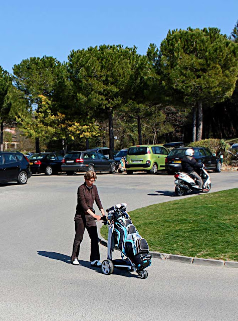 golfer and the golfcart