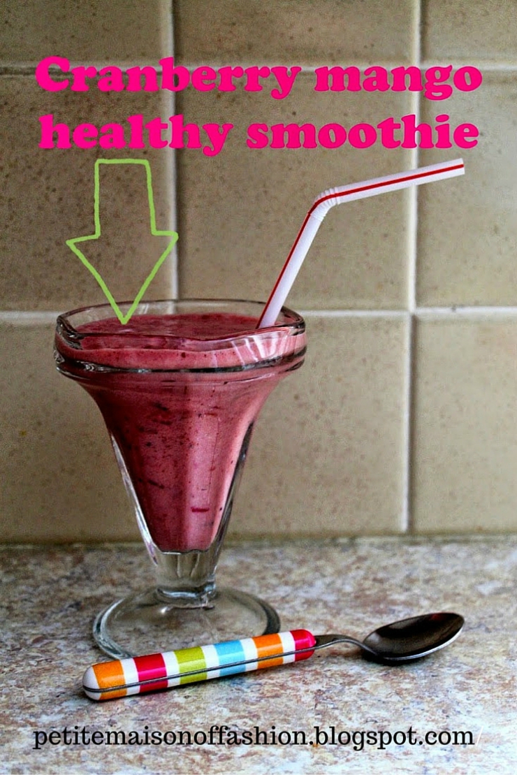 Healthy cranberry mango smoothie. Easy to make and perfect for a tasty breakfast.