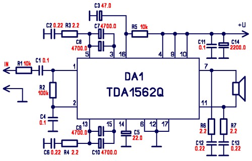Class H Power Amplifier TDA1562Q - Another Electronics Circuit Schematics Diagram.