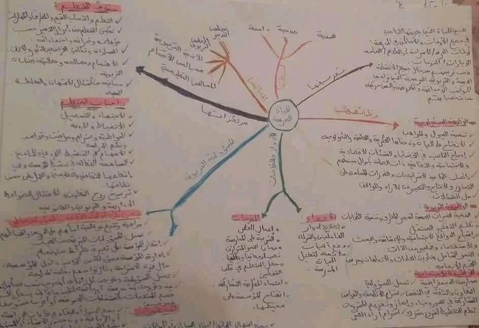 خطاطة ذهنية حول الحياة المدرسية استعدادا للامتحانات المهنية