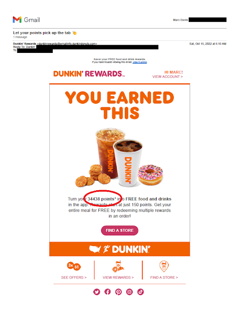 Dunkin' Rewards Loyalty Email