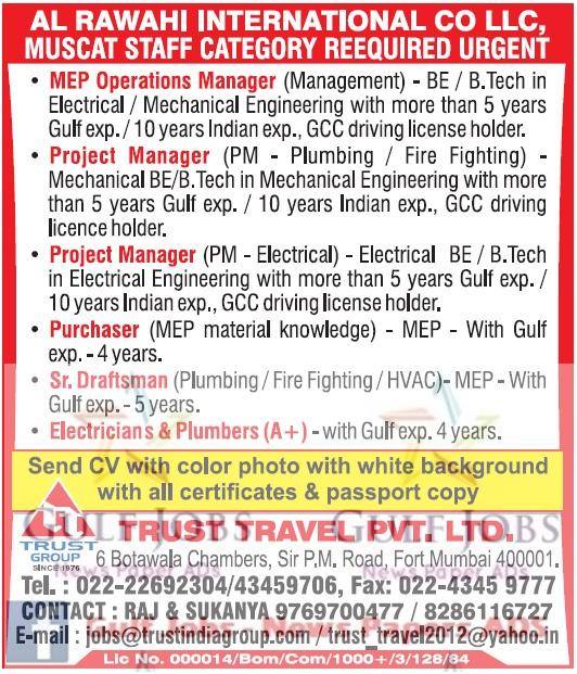 Al Rawahi International Co LLC Jobs for Muscat