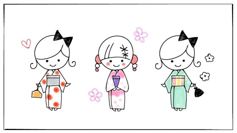 簡単な着物 浴衣 和服 の女の子のイラストの描き方 簡単可愛いイラストサイト Surariru