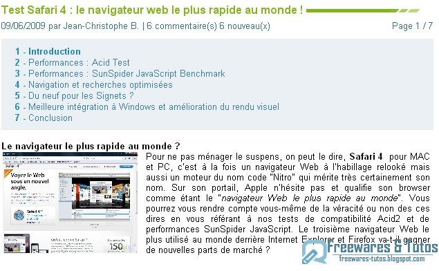 Le site du jour : tout savoir sur Safari 4