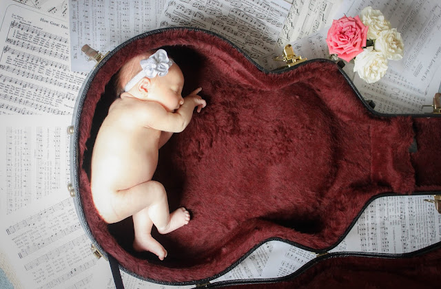 Baby in guitar newborn guitar photo