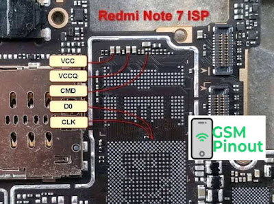 Xiaomi Redmi Note 7 MZB7265IN ISP(EMMC) Pinout For EMMC Programming Flashing And Remove FRP Lock