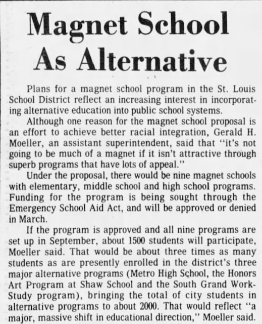newspaper article 1976 Metro High School founded by Betty M Wheeler