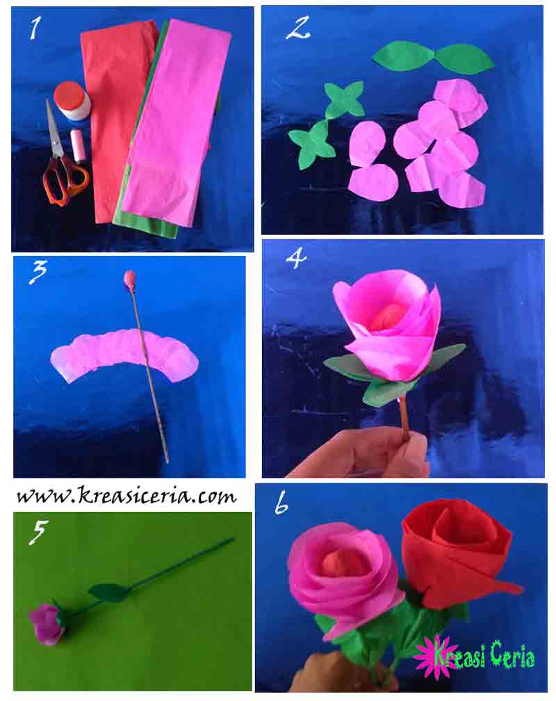  Membuat  Prakarya Bunga dari Kertas Krep untuk  Anak SD