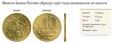 Десять копеек образца 1997 года