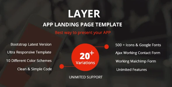 layer app landing page responsive