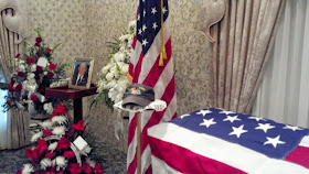 Jerry's coffin at the funeral home in 2012