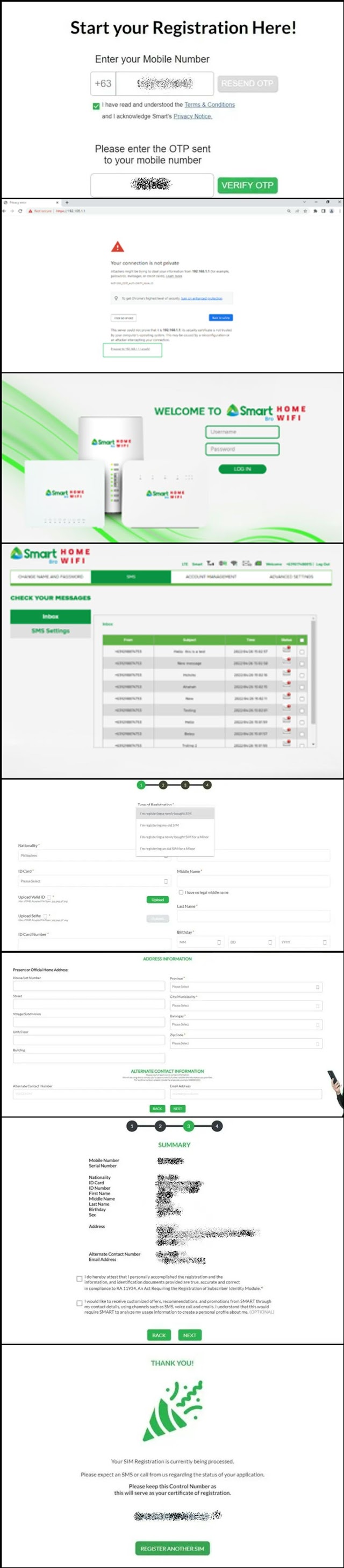 Smart Bro Home WiFi SIM card registration process