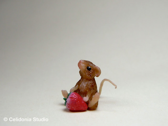 miniature mouse in polymer clay