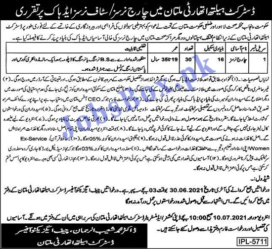 district-health-authority-multan-charge-nurse-jobs-2021