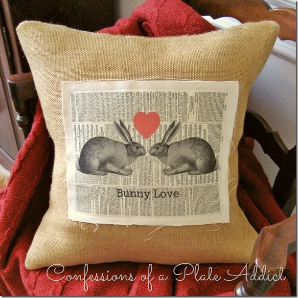 CONFESSIONS OF A PLATE ADDICT Vintage Bunny Love Valentine Pillow CONFESSIONS OF A PLATE ADDICT Vintage Bunny Love Valentine Pillow