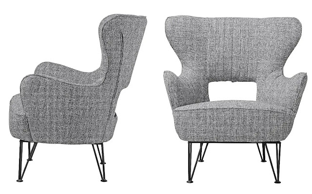 7. Sofamania Linen Fabric Accent Mid-Century Modern Armchair