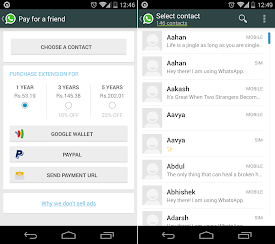 WhatsApp update - Pay a Friend & Number of Contacts