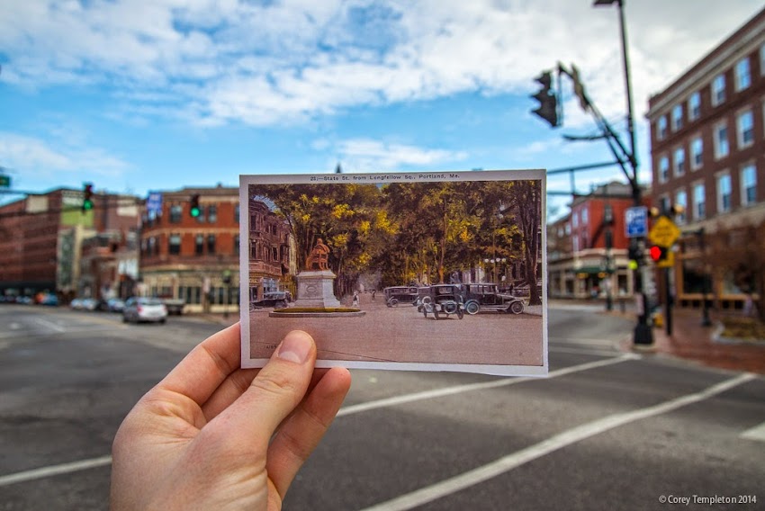 Portland, Maine USA Longfellow Square November 2014 Looking into the Past Postcard photo by Corey Templeton