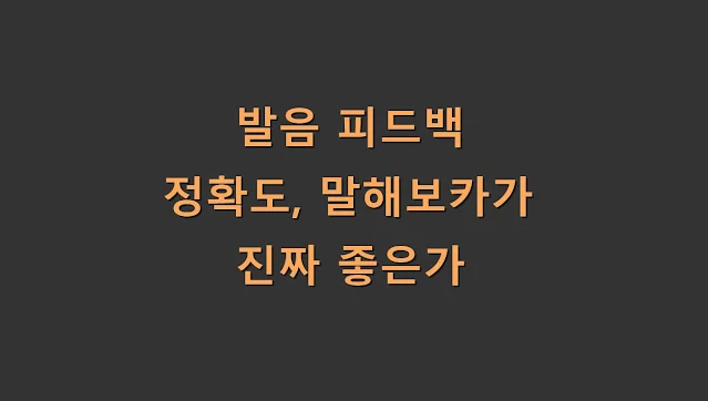 발음 피드백 정확도, 말해보카가 진짜 좋은가