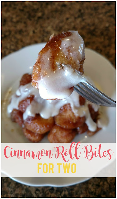 These yummy cinnamon roll bites for two is the perfect solution to those late night cravings for a cinnamon roll or when you don't have time (or patience) to make a whole batch!