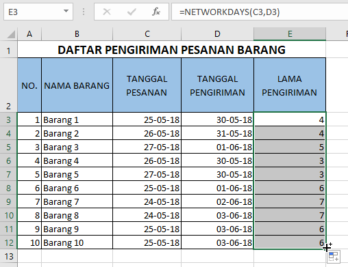 salin rumus fungsi dengan fillhandle