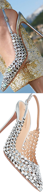 ♦Aquazzura shimmery silver Tequila slingback pump #aquazzura #shoes #silver #brilliantluxury