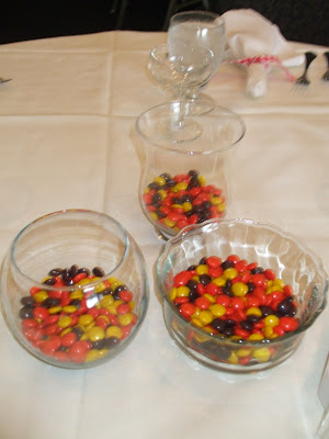 The kids tables had delicious candy centerpieces which many adults stole 